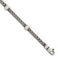 Sterling Silver Blk Ruthenium Brushed Franco Chain Men's Bracelet