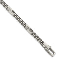 Sterling Silver Blk Ruthenium Brushed Box Chain Men's Bracelet
