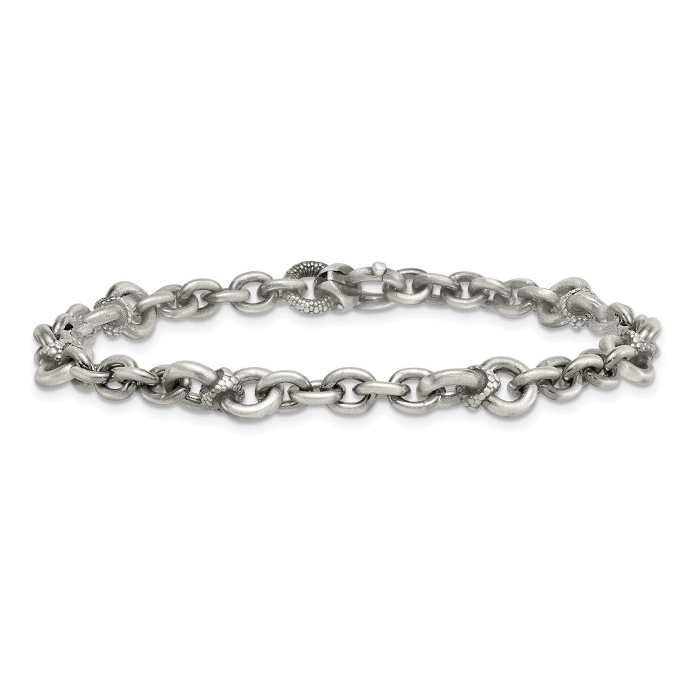 SS Black Ruthenium Brushed Fancy Textured Link Men's Bracelet