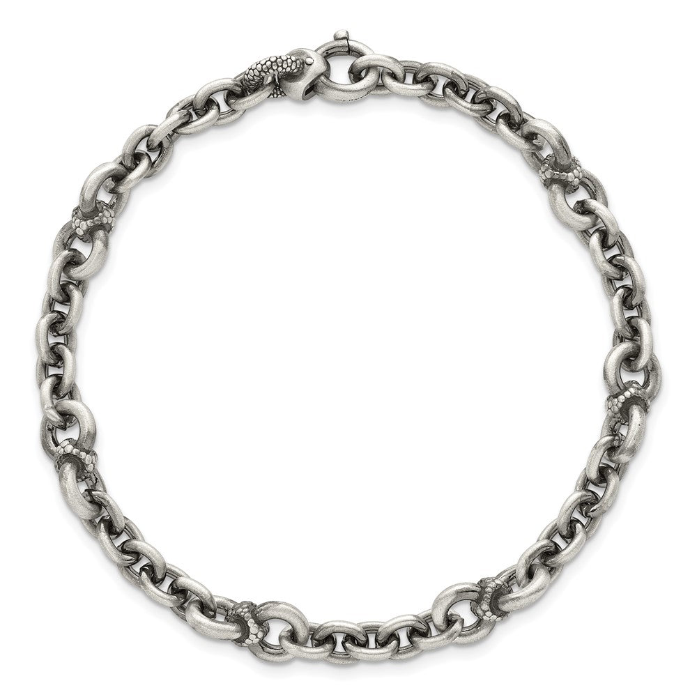 SS Black Ruthenium Brushed Fancy Textured Link Men's Bracelet
