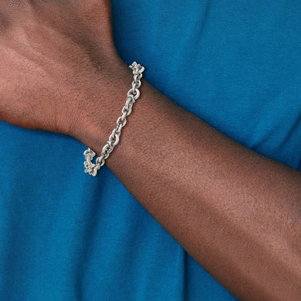 SS Black Ruthenium Brushed Fancy Textured Link Men's Bracelet
