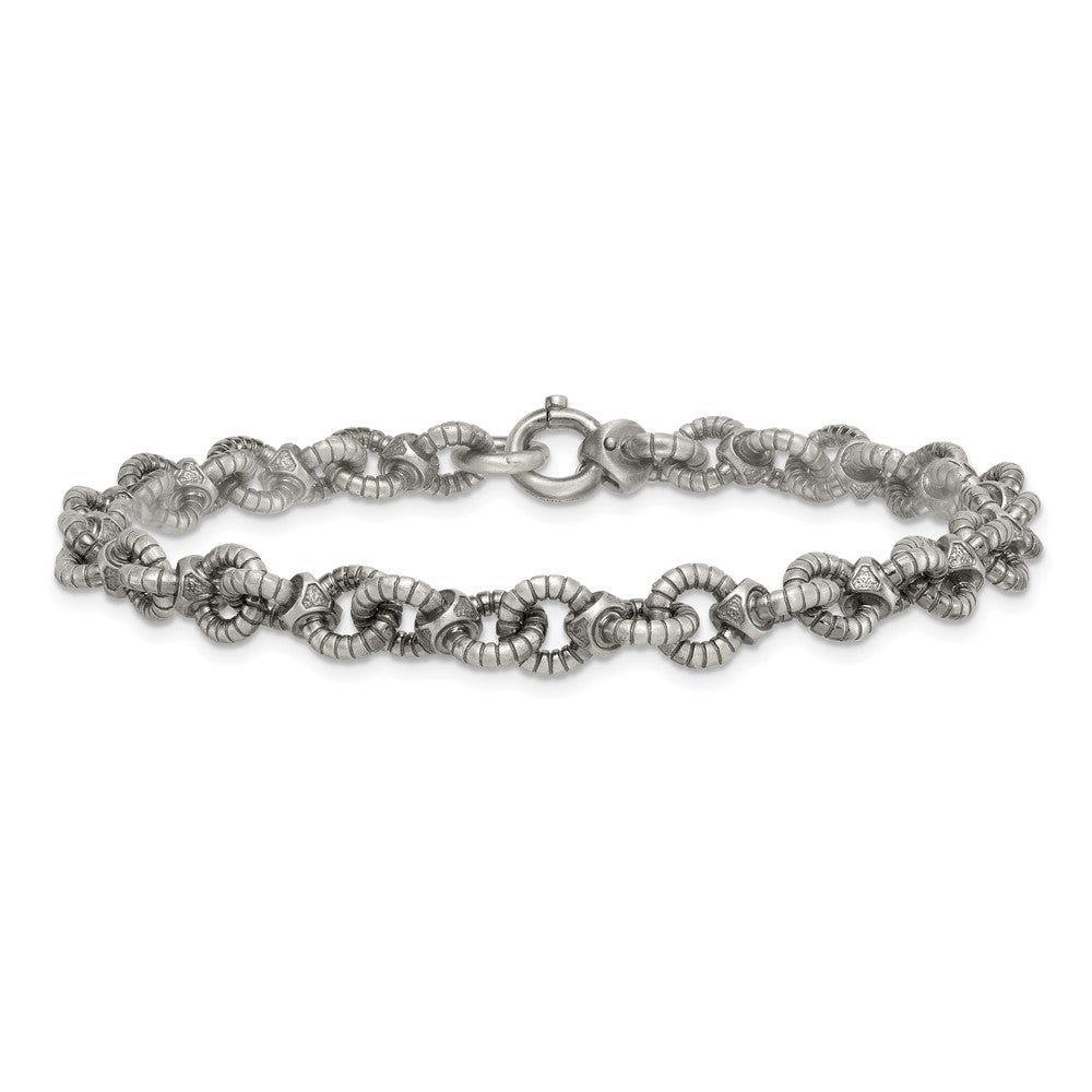 SS Black Ruthenium Brushed Fancy Textured Link Men's Bracelet