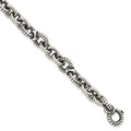 Sterling Silver Oxidized Round Textured Link Men's Bracelet