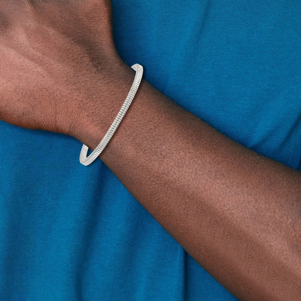 Sterling Silver Polished Fancy 3.5mm Square Link 8 Inch Bracelet
