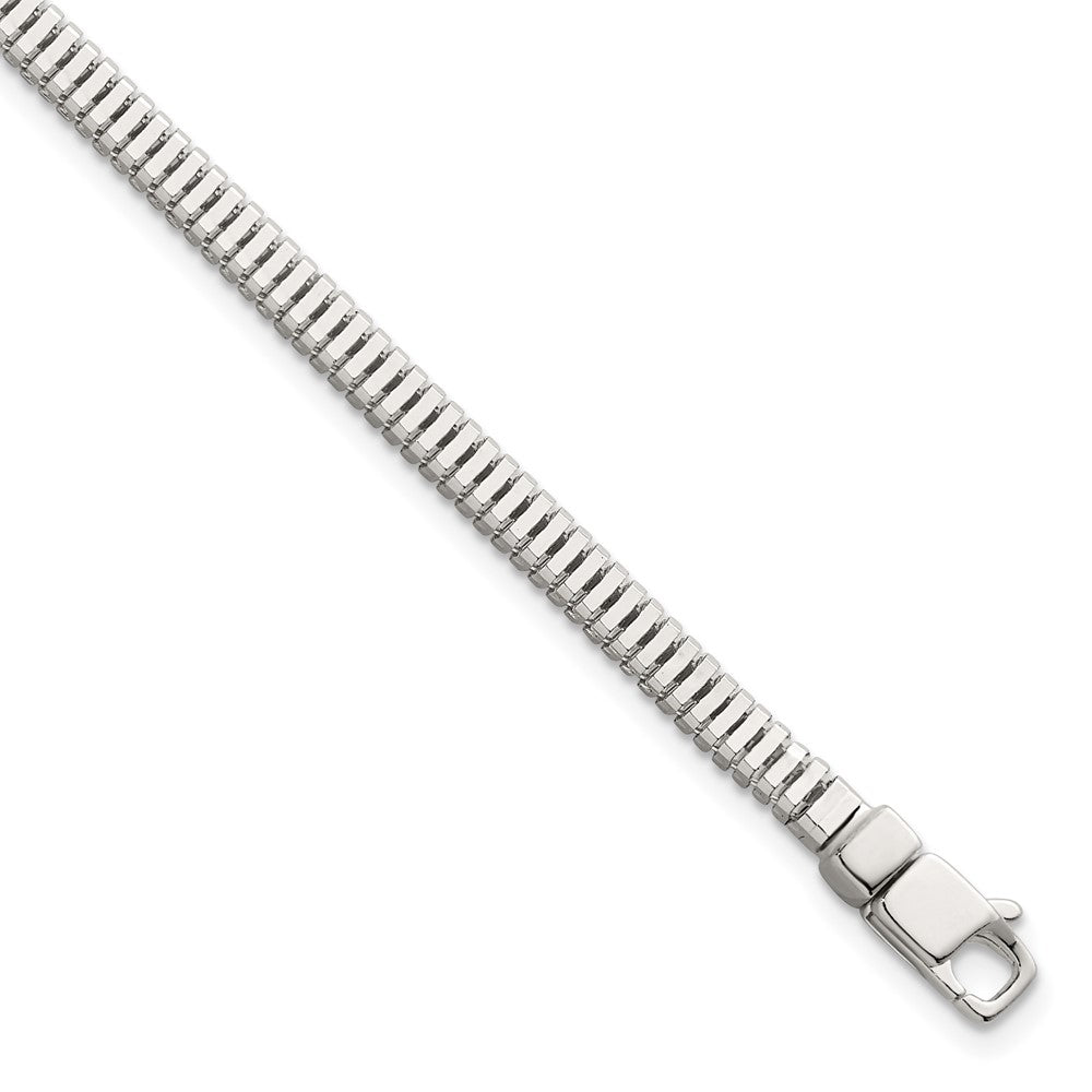 Sterling Silver Polished Fancy 3.5mm Square Link 8 Inch Bracelet