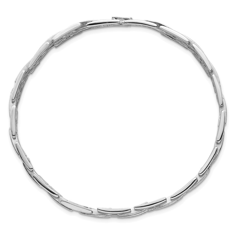 Sterling Silver Rh-plated Polished CZ Link 8.75 Inch Men's Bracelet