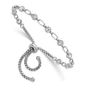 Sterling Silver Rhodium-plated Polished CZ Bolo Bracelet
