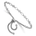 Sterling Silver Rhodium-plated Polished Flower Bolo Bracelet