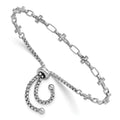 Sterling Silver Rhodium-plated Polished Cross Bolo Bracelet