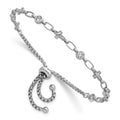 Sterling Silver Rhodium-plated Polished CZ and Cross Bolo Bracelet