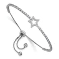 Sterling Silver Rhodium-plated CZ Star Adjustable Bolo Bracelet