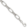 Sterling Silver Polished and Textured w/.5in Ext Oval Link Bracelet