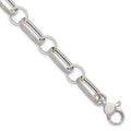 Sterling Silver Polished and Textured w/1in Ext Bracelet