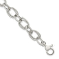 Sterling Silver Polished w/1in Ext Fancy Link Bracelet