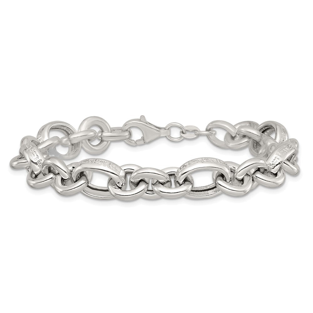 Sterling Silver Polished Greek Key 7.5in Fancy Link Bracelet