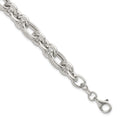 Sterling Silver Polished Greek Key 7.5in Fancy Link Bracelet