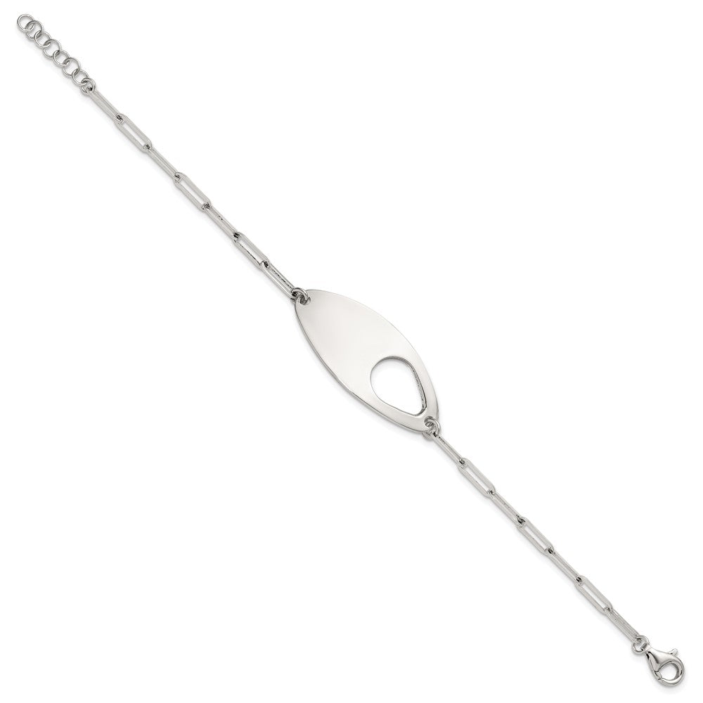 Sterling Silver 7in w/.5in ext. Fancy Paperclip Link Bracelet
