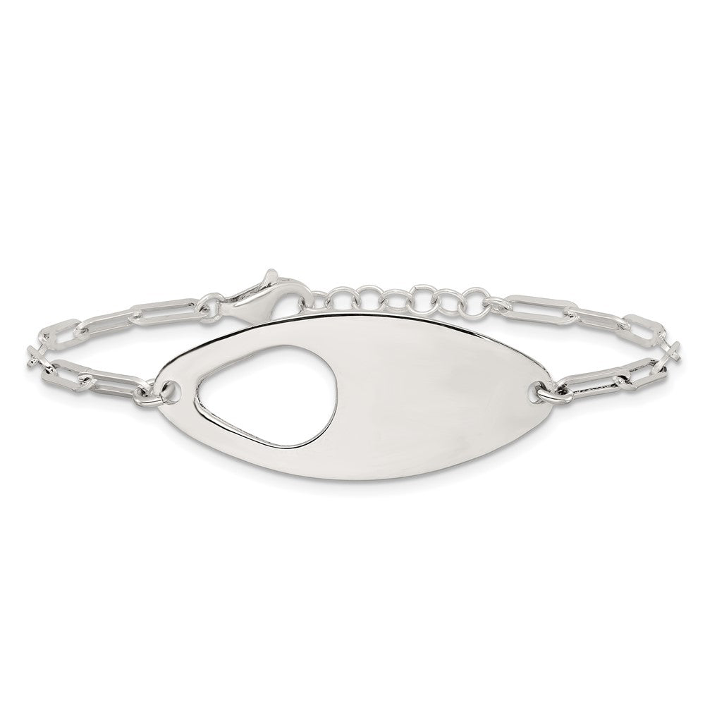 Sterling Silver 7in w/.5in ext. Fancy Paperclip Link Bracelet