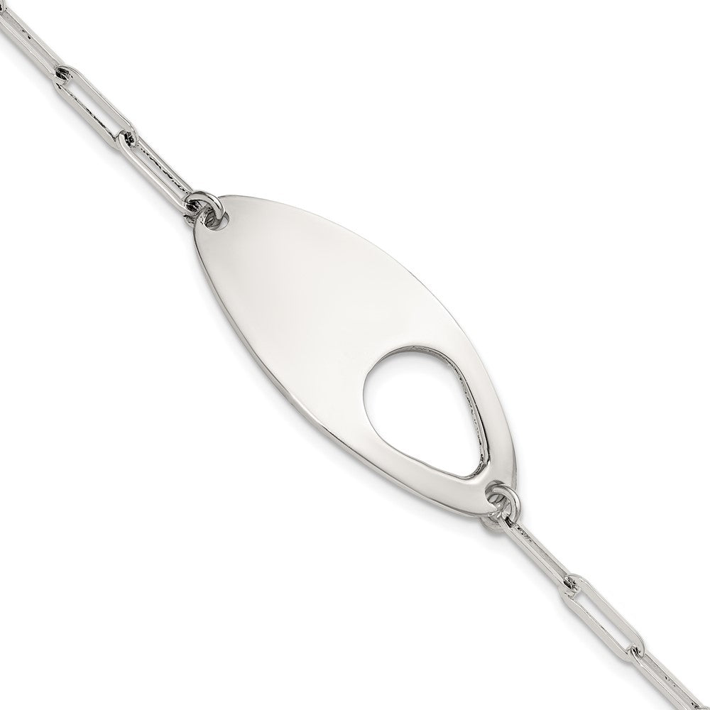 Sterling Silver 7in w/.5in ext. Fancy Paperclip Link Bracelet