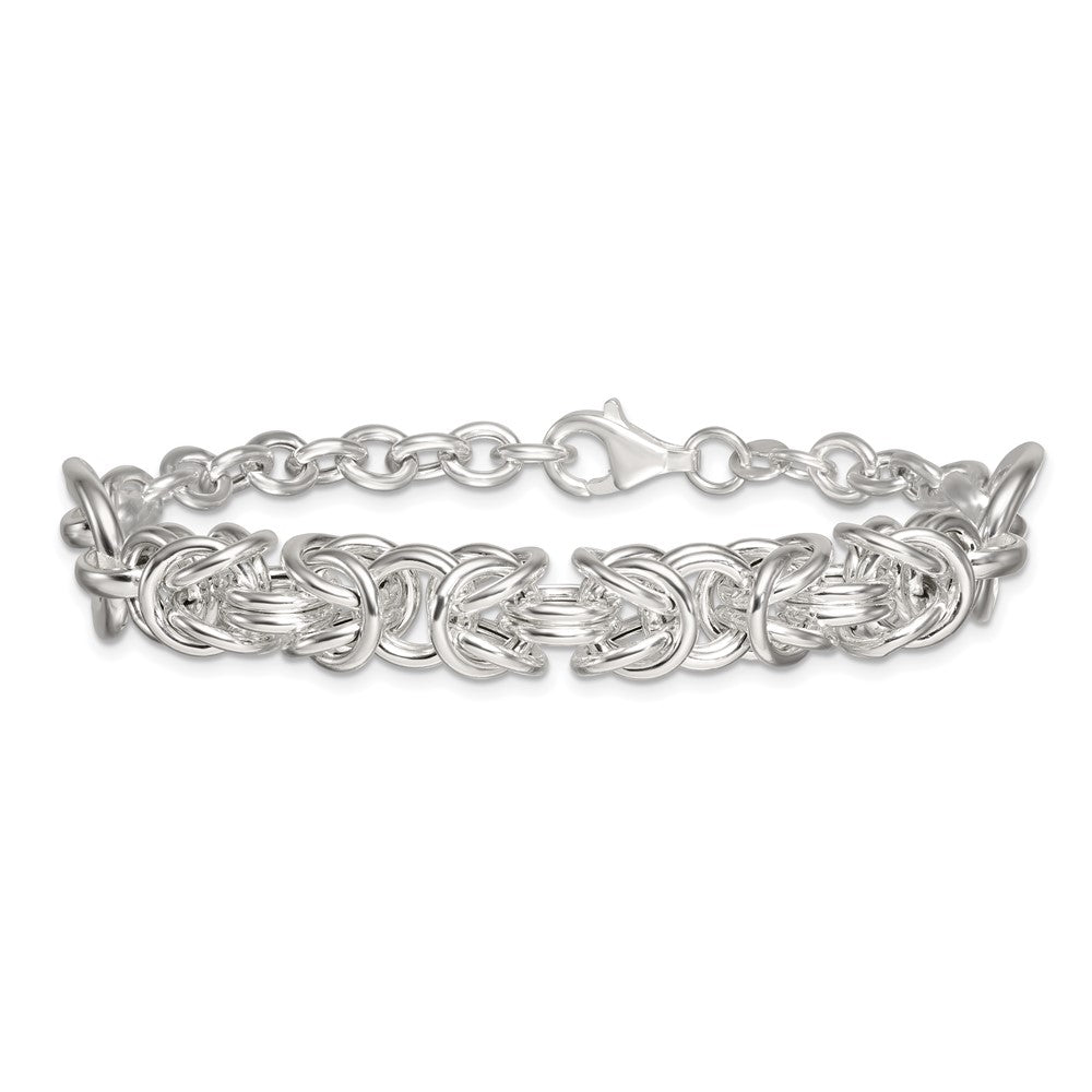 Sterling Silver Polished Byzantine Fancy 7.75in Bracelet