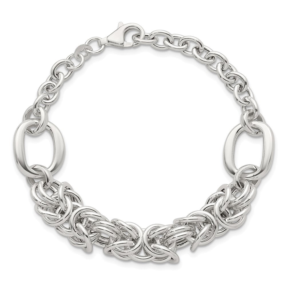 Sterling Silver Polished Byzantine Fancy 7.75in Bracelet