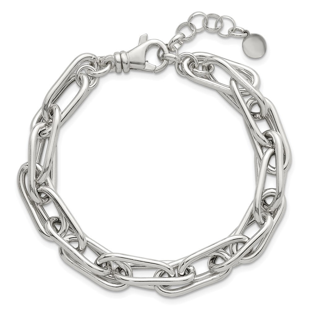 Sterling Silver Polished Double Link w/1in Ext Bracelet