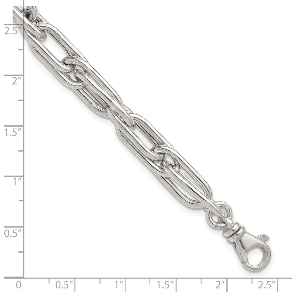 Sterling Silver Polished Double Link w/1in Ext Bracelet