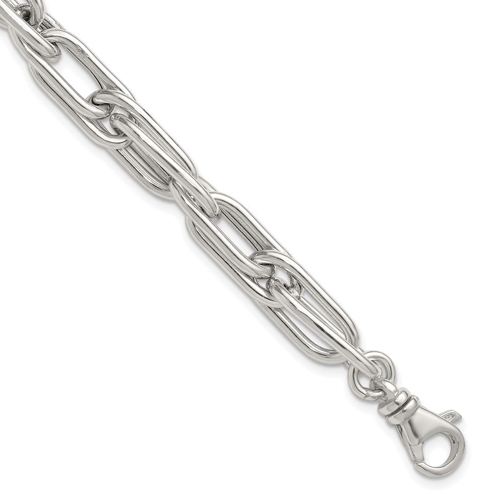 Sterling Silver Polished Double Link w/1in Ext Bracelet