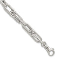 Sterling Silver Polished Double Link w/1in Ext Bracelet