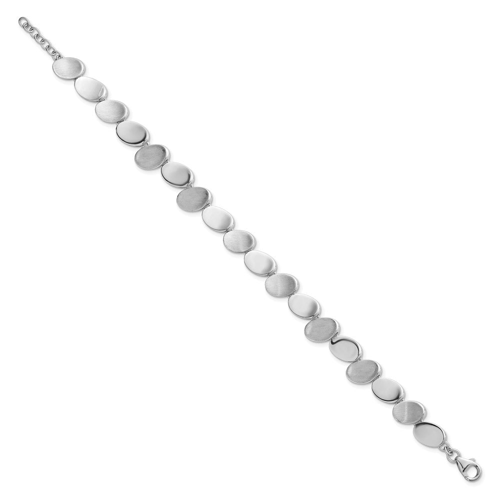 SS RH-pltd Brushed/Polished Ovals 7.5in w/.5in ext. Bracelet