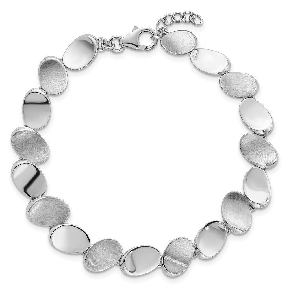 SS RH-pltd Brushed/Polished Ovals 7.5in w/.5in ext. Bracelet