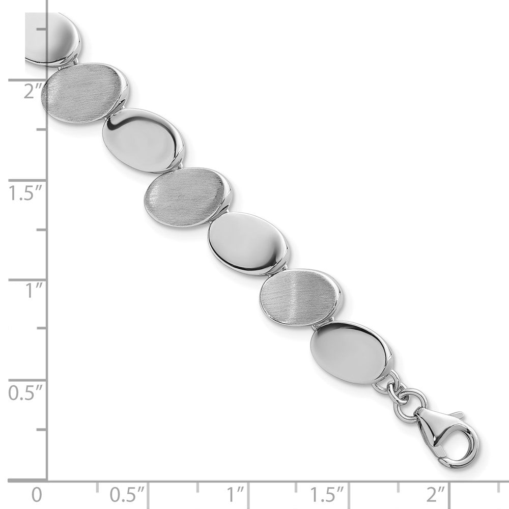SS RH-pltd Brushed/Polished Ovals 7.5in w/.5in ext. Bracelet