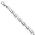 Sterling Silver Rh-plated Brushed Fancy 7in w/.5in ext. Bracelet