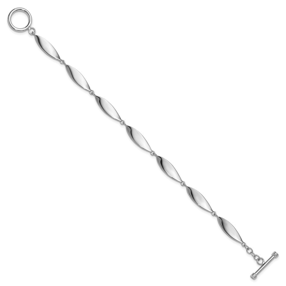 Sterling Silver Rhodium-plated Polished 7.5in Toggle Bracelet