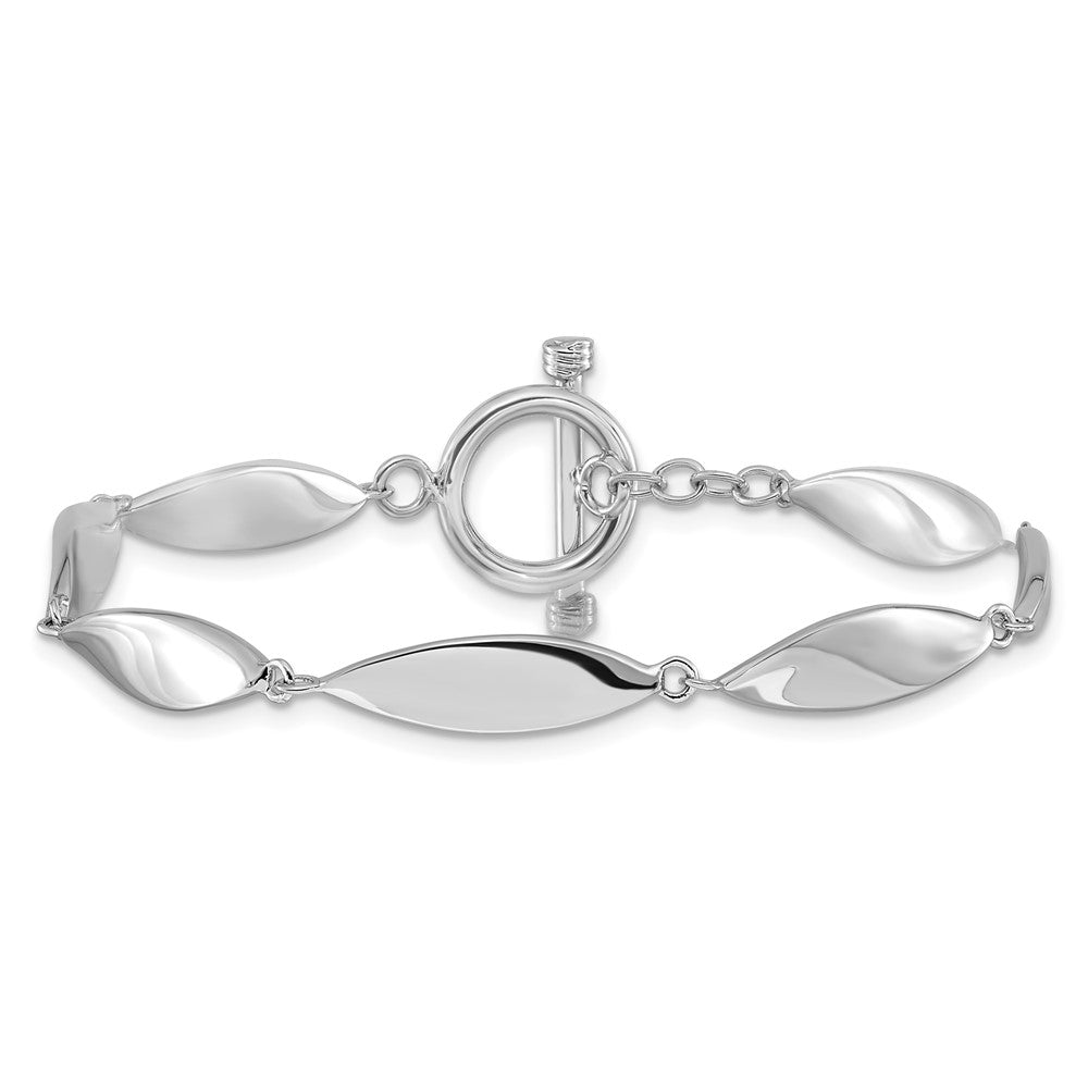 Sterling Silver Rhodium-plated Polished 7.5in Toggle Bracelet