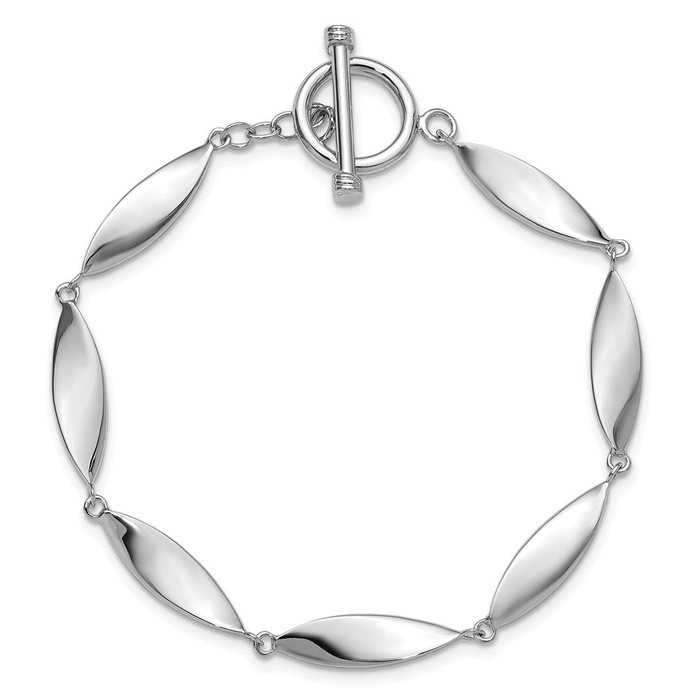 Sterling Silver Rhodium-plated Polished 7.5in Toggle Bracelet