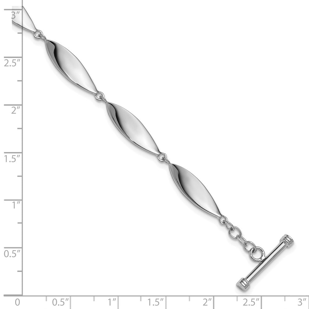 Sterling Silver Rhodium-plated Polished 7.5in Toggle Bracelet