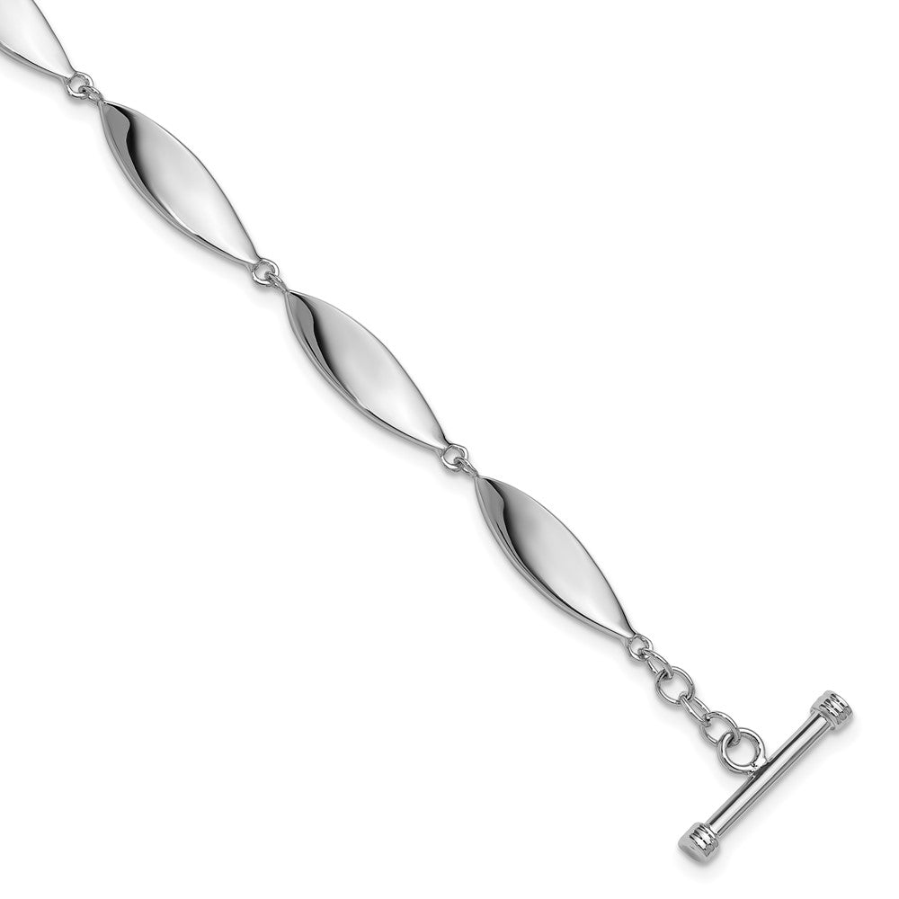 Sterling Silver Rhodium-plated Polished 7.5in Toggle Bracelet