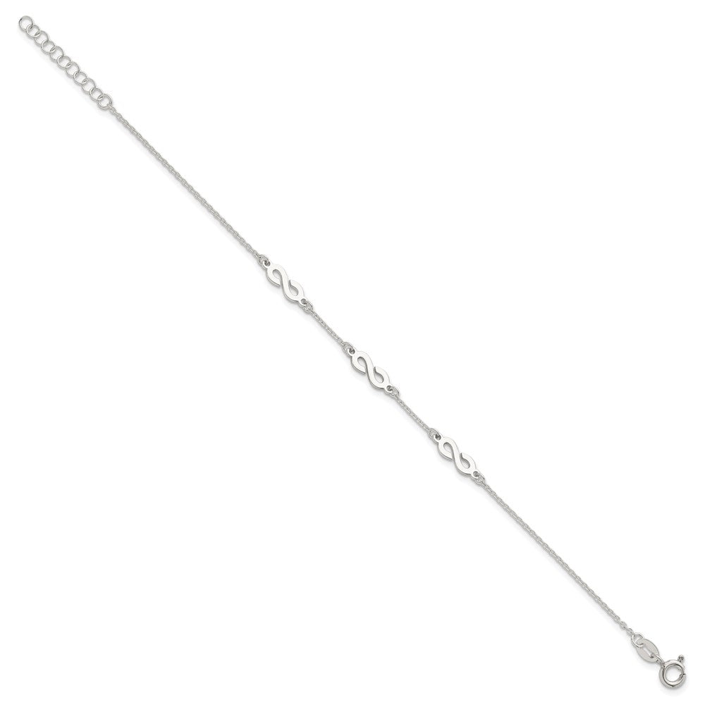 Sterling Silver Polished Infinity w/1in Ext Bracelet