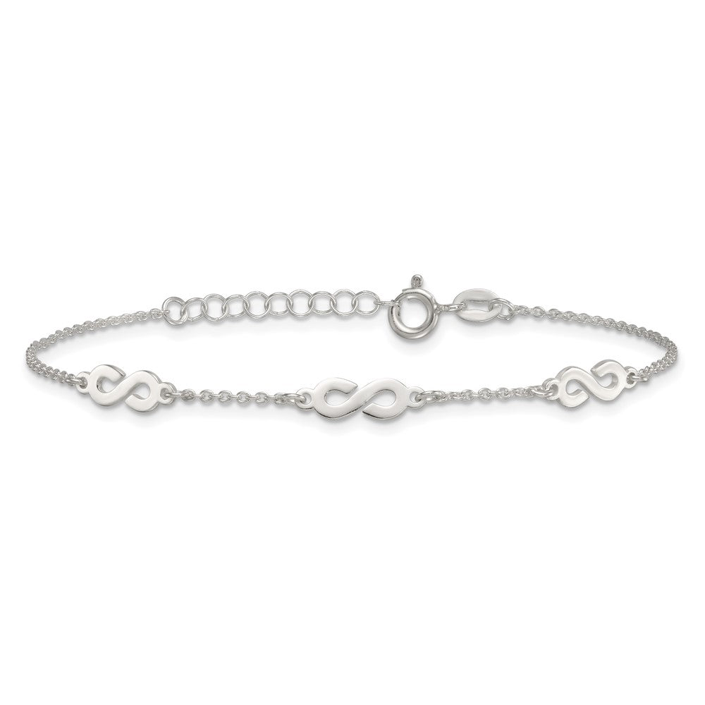 Sterling Silver Polished Infinity w/1in Ext Bracelet
