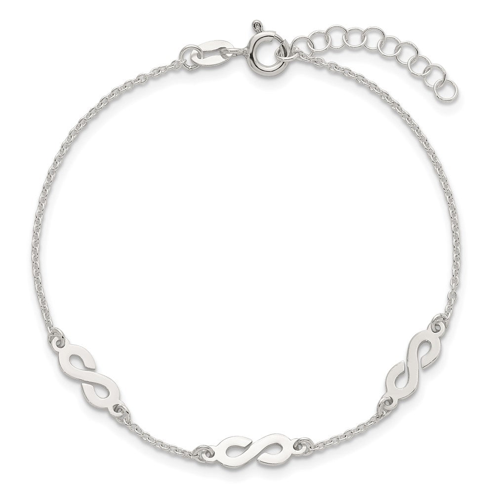 Sterling Silver Polished Infinity w/1in Ext Bracelet
