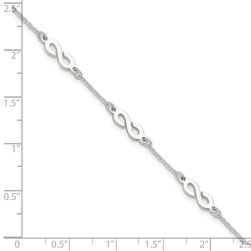 Sterling Silver Polished Infinity w/1in Ext Bracelet
