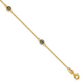 Sterling Silver Gold-tone Polished and Glass Evil Eye 7.25in Bracelet