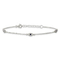 Sterling Silver Polished Blue and White CZ Evil Eye 7in w/ 1in Ext Bracelet