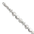 Sterling Silver Polished Textured Starfish and Sea Shell 7.25in Bracelet