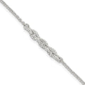 Sterling Silver Polished CZ Cable Link 6.75 Inch with .5 Inch Ext Bracelet