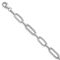Sterling Silver Rhodium-plated Polished CZ Link 7 Inch Bracelet