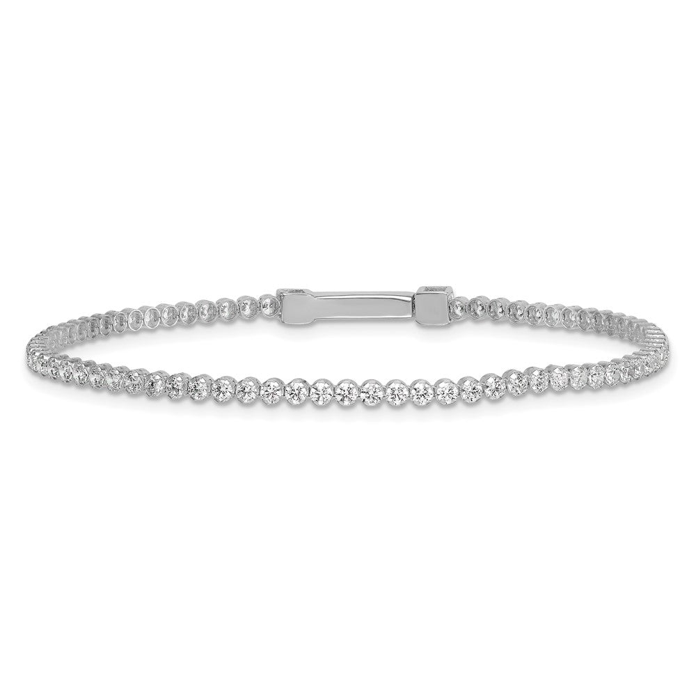 Sterling Silver RH-plated Polished 2.5mm CZ 7.5in Tennis Bracelet