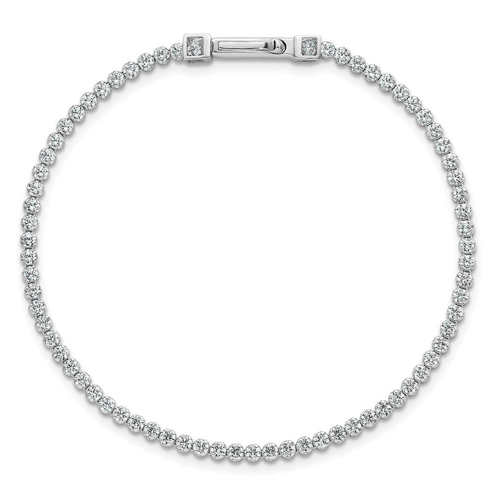 Sterling Silver RH-plated Polished 2.5mm CZ 7.5in Tennis Bracelet