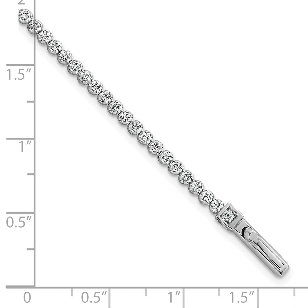 Sterling Silver RH-plated Polished 2.5mm CZ 7.5in Tennis Bracelet